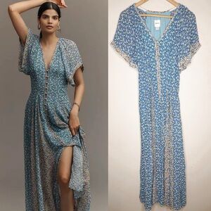 Maeve Floral Pleated Smocked Maxi Dress, 6 (Anthro)